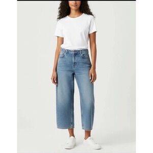 Free People Jeans Womens 28 Deep Trance Dropped Boyfriend Wide Leg We The Free